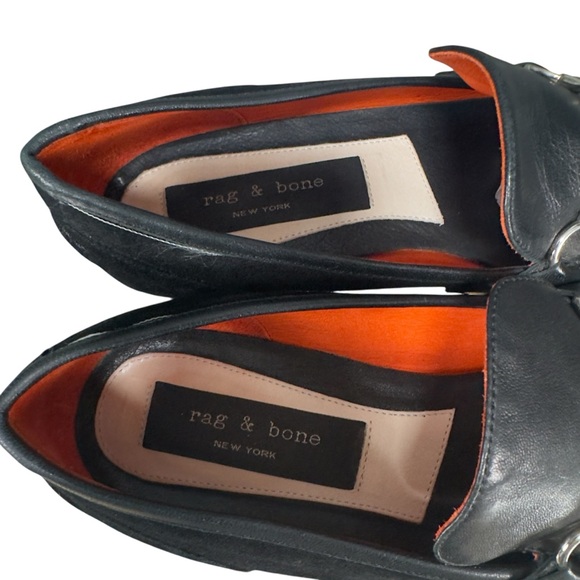 rag & bone Black Leather and Suede Loafers with Silver Detail - Picture 7 of 11